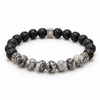 Bracelet Artic en pierres de lave et jaspe marbré gris sur fond blanc