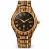 LYNX-H – Montre en bois de zébrano plaqué or pour homme, vue de face