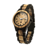 RACCOON-F - Wooden watch for women in ebony and olive wood, angled view