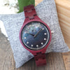 WILD CLOUD ZN20 – Women's purpleheart wood watch, black mother-of-pearl dial detail