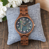 WILD CLOUD ZN30 – Women's walnut watch on a cushion with iridescent black mother-of-pearl dial