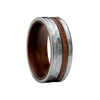 Bague tungstene argent et bois noyer-Rustic Tac-vue 45