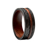 Bague tungstene noir et bois noyer-Rustic Tac-vue 45