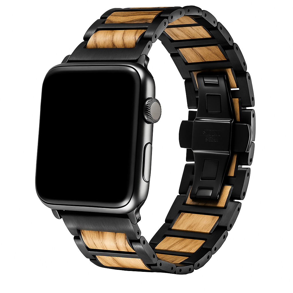 Wooden bracelet for Apple Watch | Olive wood and steel– Rustic-tac