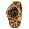 LYNX-H – Montre en bois de zébrano plaqué or pour homme, vue en angle