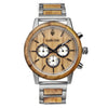 MAZE – Montre en bois pour homme en olivier et acier inoxydable, vue de face
