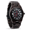 WILD HALO BB30 – Men's black sandalwood watch with black dial, date, day and 24-hour displays