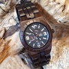 WILD HALO BB30 – Men's black sandalwood watch with black dial, full view