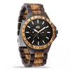 WILD LIGHTNING TN40 – Men's black sandalwood and zebrawood watch, angled view