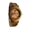 WILD RAINBOW RN20 – Women's Koa wood watch with rose gold dial, front view